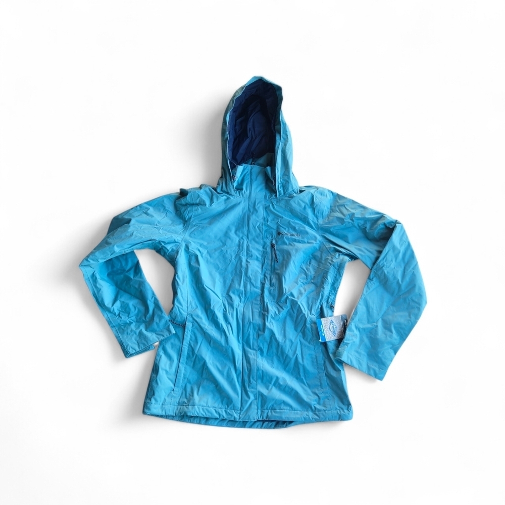 Columbia Omni Tech Waterproof Puddletown Teal and Navy Jacket Size Small